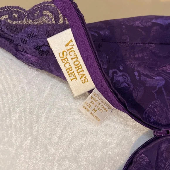 Vintage Victoria’s Secret Gold Label Lace Teddy Purple Lingerie Bodysuit